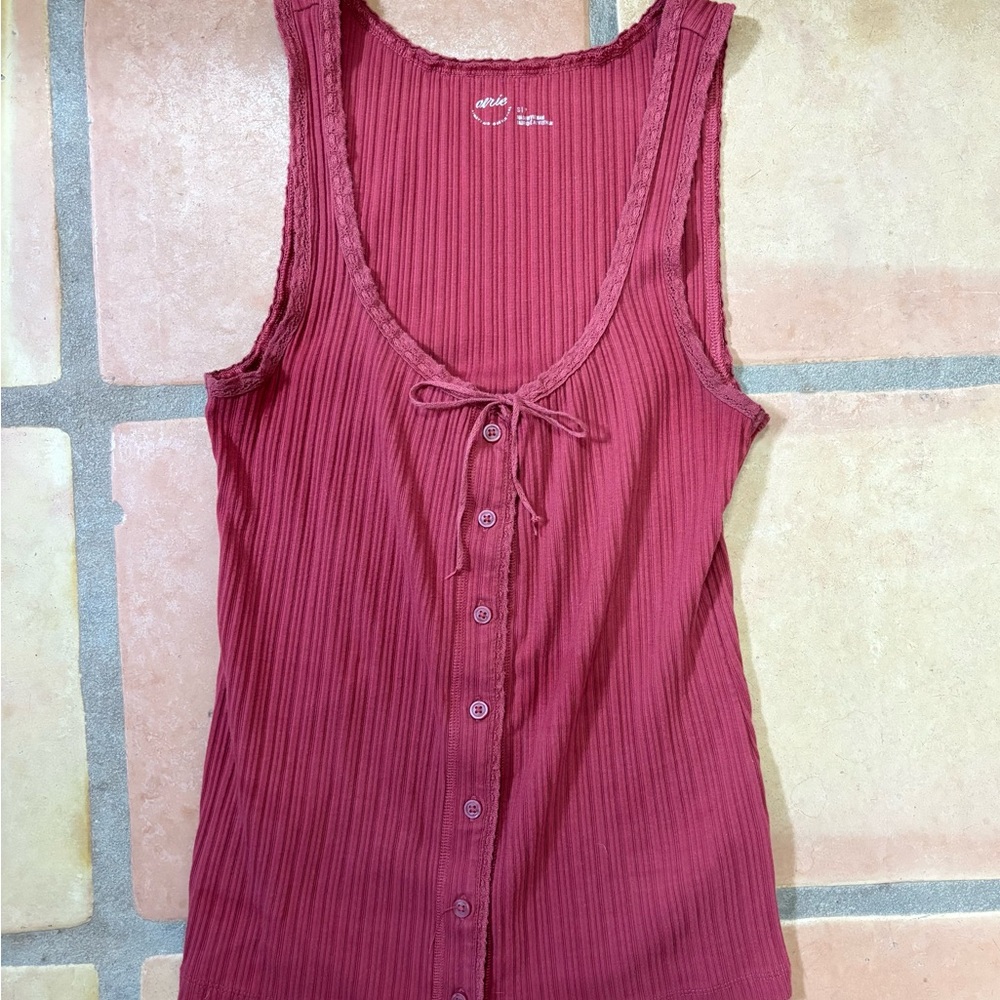 Aerie Women's Ribbed Tank Top - red